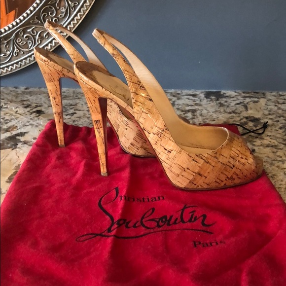 Cork open toe sling back Louboutin - Picture 3 of 6